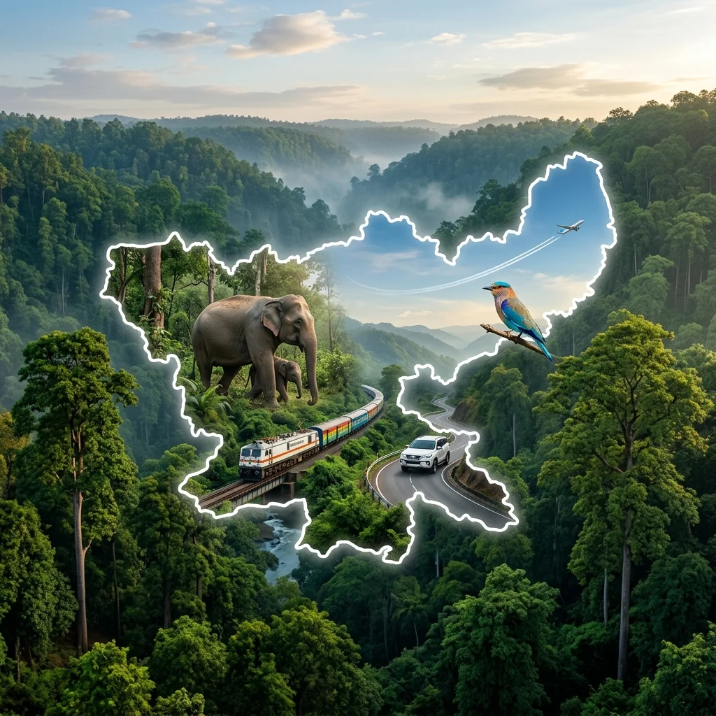 Jharkhand Tourism Creative Map Collage